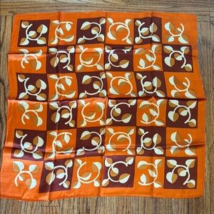 Vintage Orange and Brown Patterned Scarf